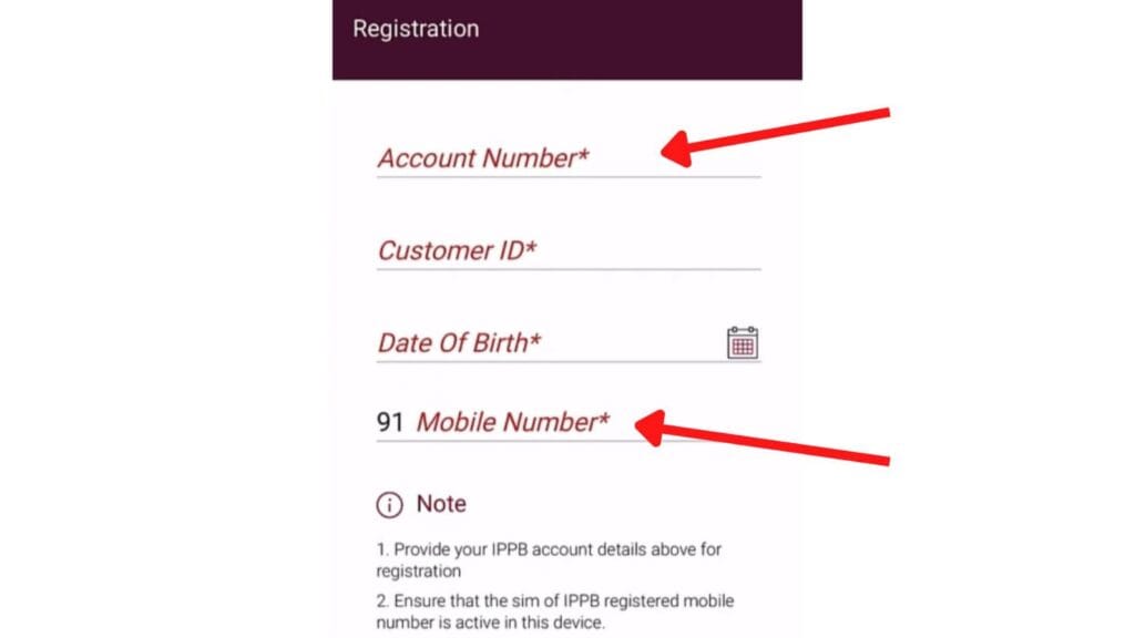 IPPB Mobile Banking registration steps